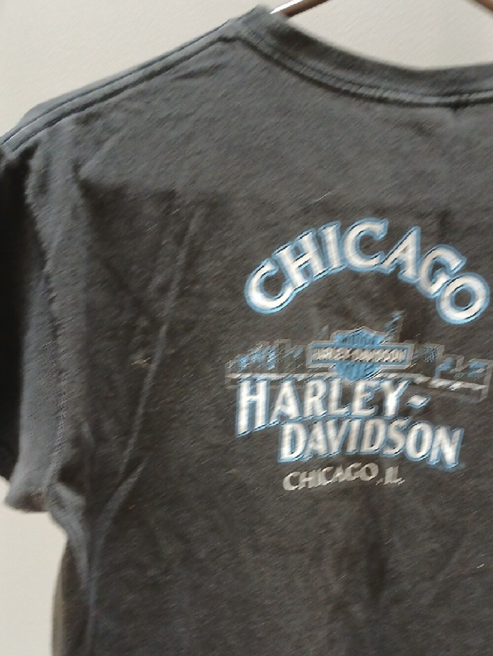 Harley-Davidson Black Tee with Light Blue & White Chicago Graphic - Picture 3 of 9